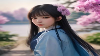穿白色亚麻裙的女生站在向日葵花田边缘，阳光从背后透过，头发轻扬，画面饱和度低、绿意清爽，典型清新自然风女生图片